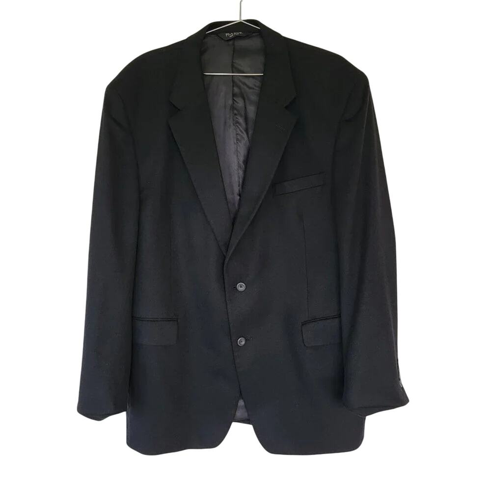 Jos A Bank Cashmere Blazer Coat Black Men Size 48L Modern Fit Double Button